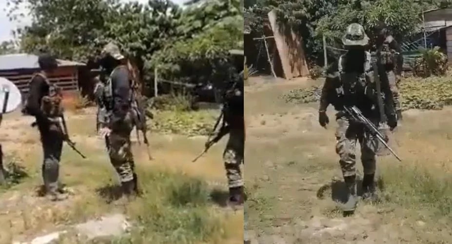 Imágenes de algunos de los militares que encapuchados intimidaron a la población de Tierralta, Córdoba - crédito archivo particular