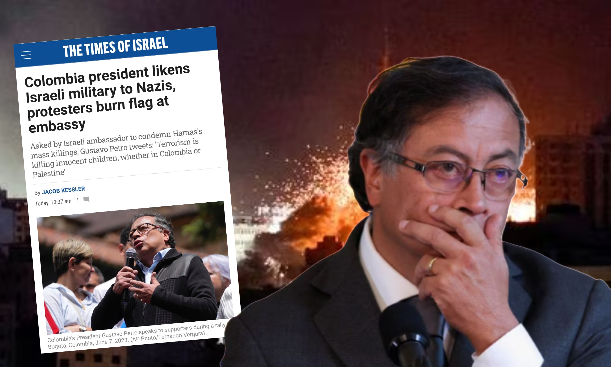 El medio más leído en Israel recriminó la postura del presidente de Colombia tras el ataque de Hamas - crédito Montaje Infobae