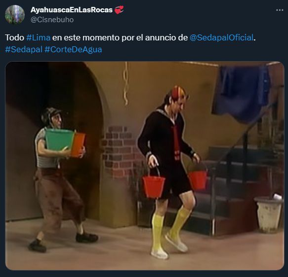 Imagen del 'Chavo del Ocho' haciendo referencia al junte de agua que realizan los vecinos de Lima por la suspensión del servicio | Crédito: Infobae Perú.