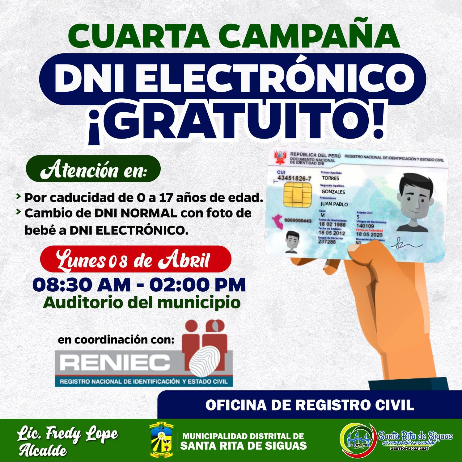 La campaña del DNI electrónico de forma gratuita continúa en diferentes puntos de Lima Metropolitana y regiones.