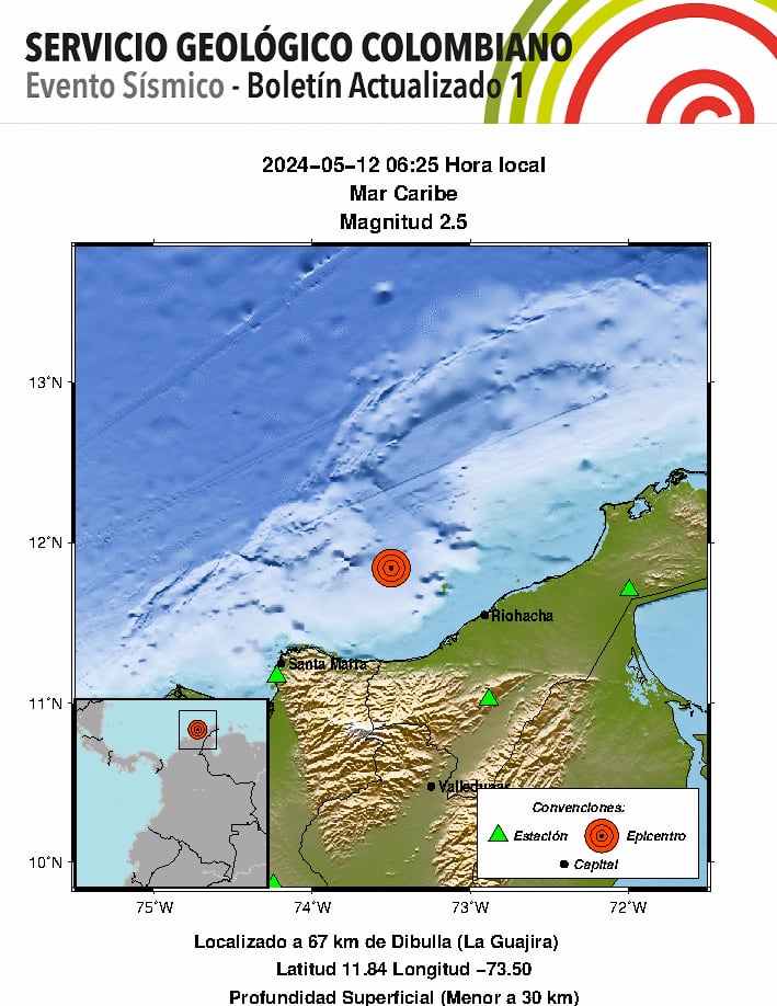 El movimiento ha sido el último de una serie de sismos que se han presentado en el Caribe colombiano - crédito red social X
