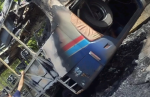 Incendio consumió bus intermunicipal en Santa Rosa de Cabal