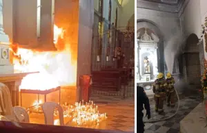 Sobrecarga de velas provoca incendio dentro de la Catedral Basílica de Santa Marta