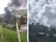 Reportan vehículo incinerado durante combates en Toribio, Cauca