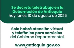 Gobernación de Antioquia decreta teletrabajo este lunes tras el sismo